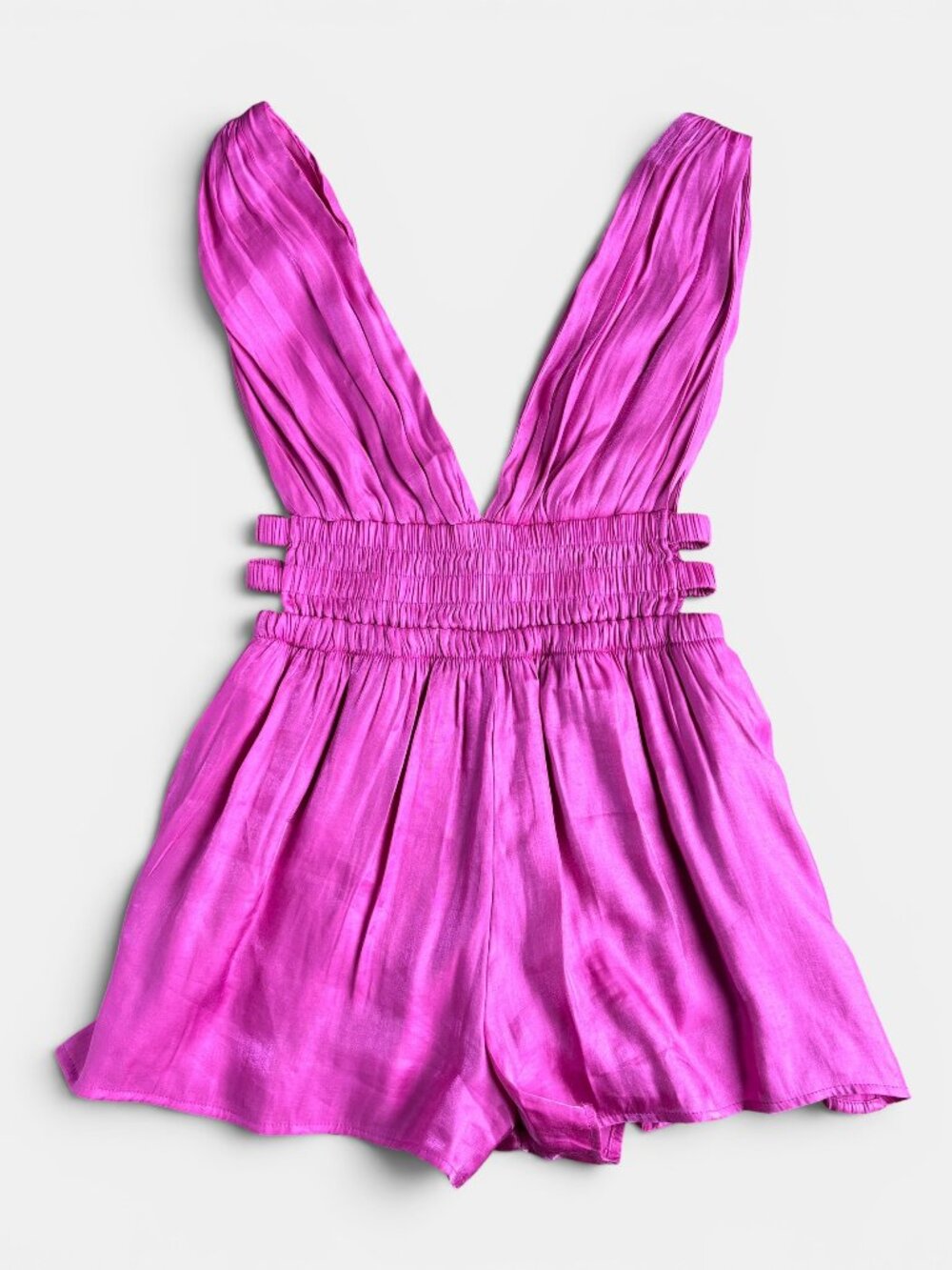 Stiletto's Pink Smocked Plunge Romper - Picture 2 of 16
